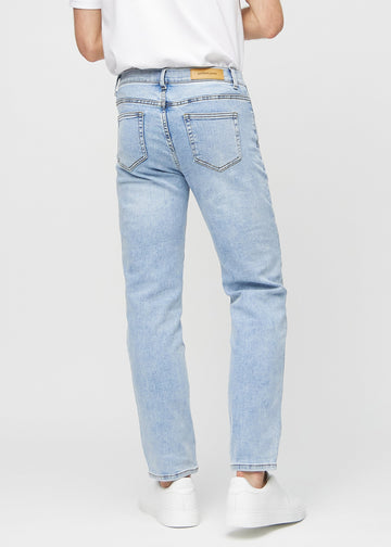 Light denim regular jeans seen from the back, so the full product can be seen.